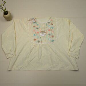 Vintage‎ Katz 60s 70s Nightgown Womens sz L Brushed Tricot Lace Yellow - NOS NWT